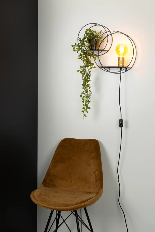 Lucide CIRCLE - Wandlamp - 1xE27 - Zwart - sfeer 1